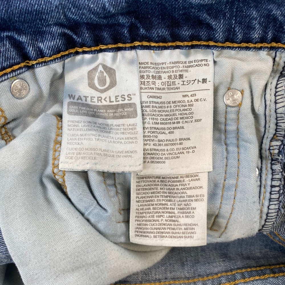 Levis 505 Mens Jeans 34x32 Blue Straight Leg Stretch Denim Red Tab - Picture 10 of 12
